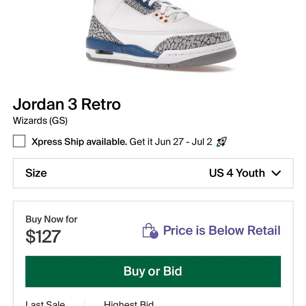 Jordan 3 Retro Kids Sneakers - White and Blue